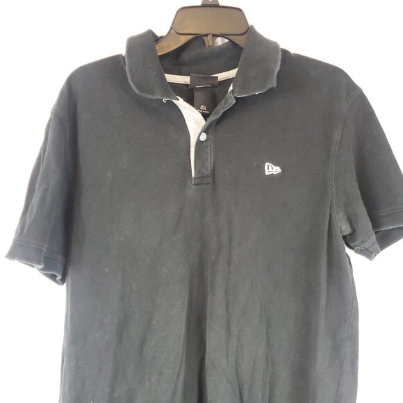 New Era Mens Black Short Sleeve Polo Shirt Sz Large - Picture 2 of 12
